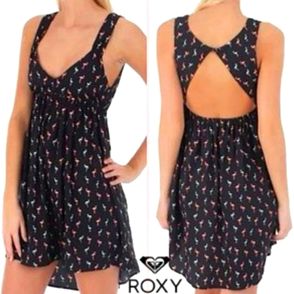 Roxy Sleeveless Flamingo Print Mini Dress Size M